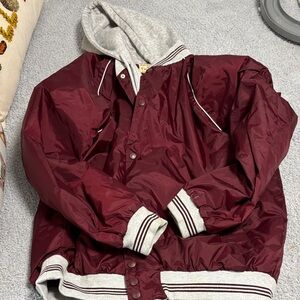 Burgundy and Gray Men's Jacket